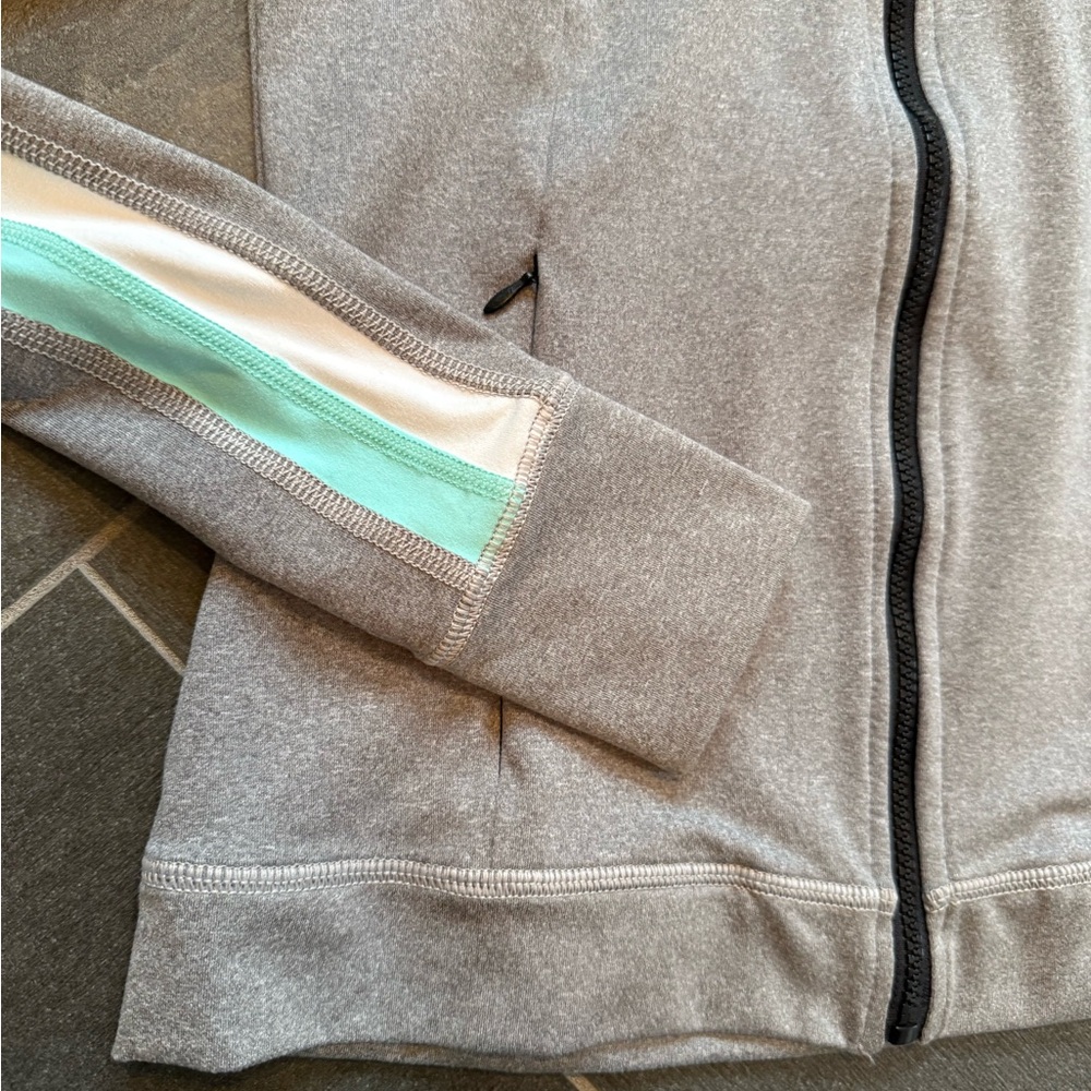 Trina Turk Recreation Gray and Black Athletix Jacket with Aqua Accents XS - Picture 4 of 7